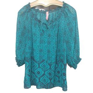 Eight Sixty Teal Sheer Blouse PL